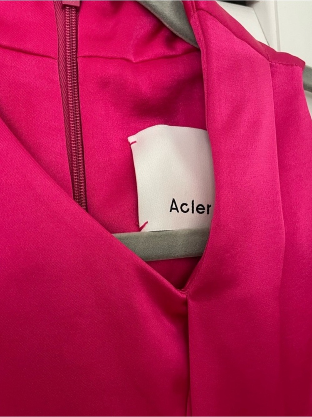 Acler Hot Pink Asymmetrical Satin Dress - Picture 2 of 5